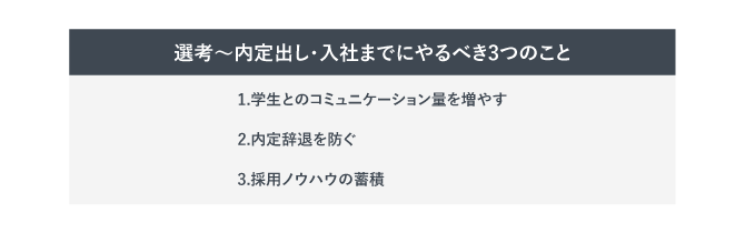選考～内定出し・入社までにやるべき3つのこと