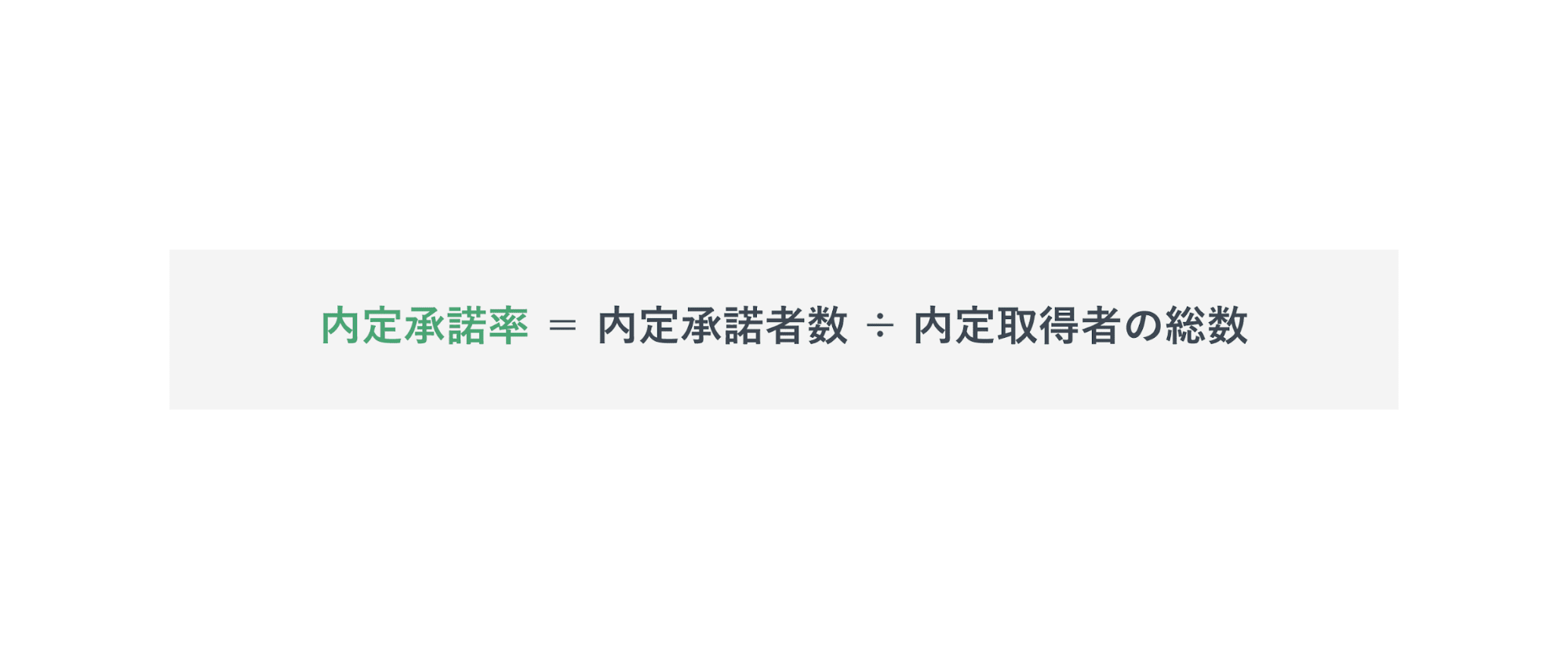 新卒の内定承諾率を算出する計算式を表す画像